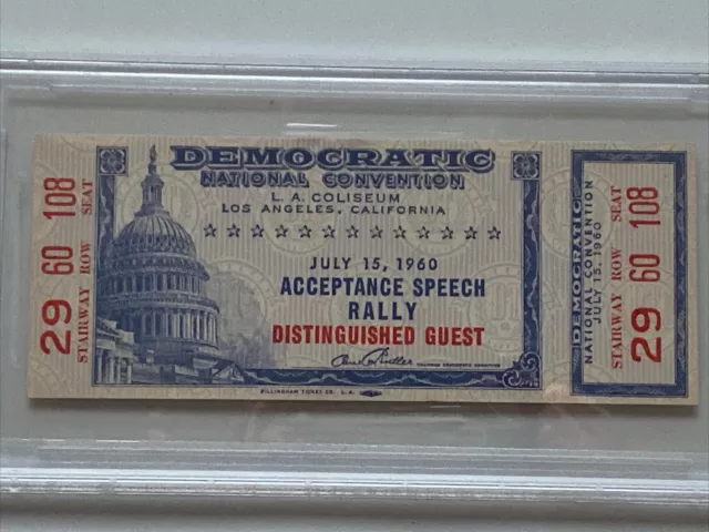 1960 Democratic National Convention Acceptance Speech John Kennedy Ticket PSA 6 2