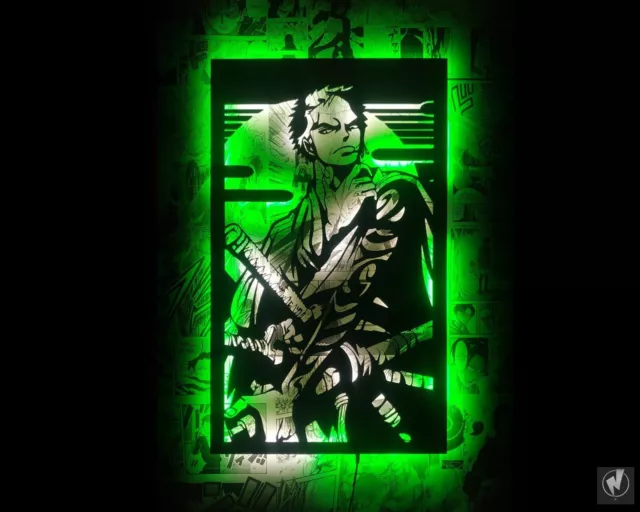 ONE PIECE RORONOA Zoro Wooden Led Wall Sign 26x15 inc Christmas 2024