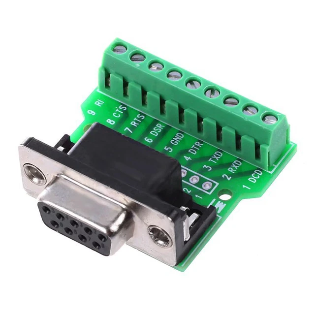 DB9 RS232 Serial to Terminal Female Adapter Connector Breakout Board Black+oo