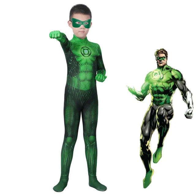 Green Lantern Hal Jordan Costume Cosplay Bodysuit For Kids