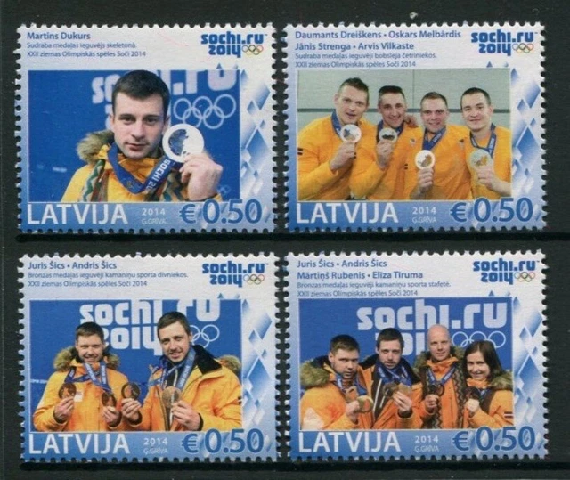 LETTONIE 2014 YVERT N° 884/887 Médaillés Jeux Olympiques À Sotchi (4 VA