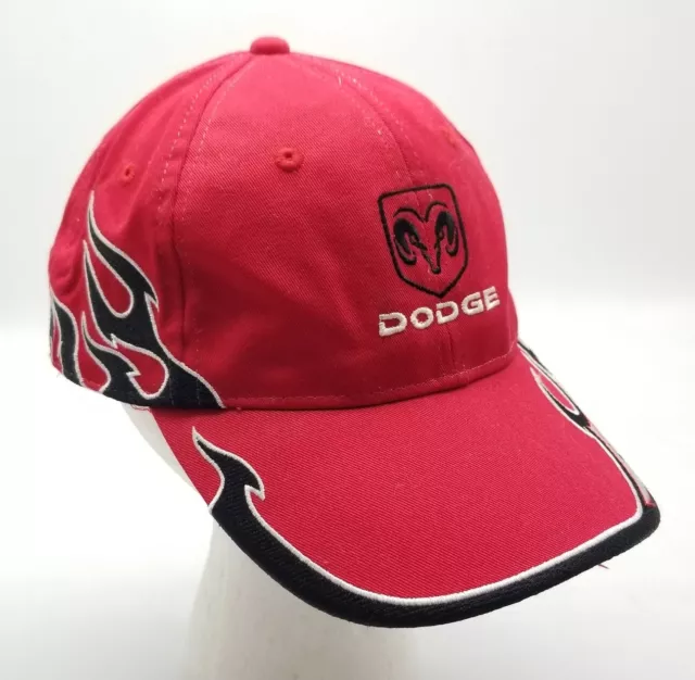 Dodge Motor Company Official Brand Red Flames Adjustable Hat New with Small Rip