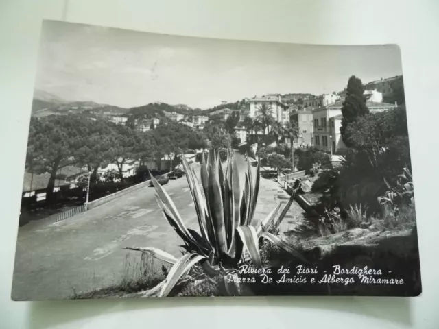 Cartolina Viaggiata "BORDIGHERA Piazza De Amicis e Albergo Miramare"  1955