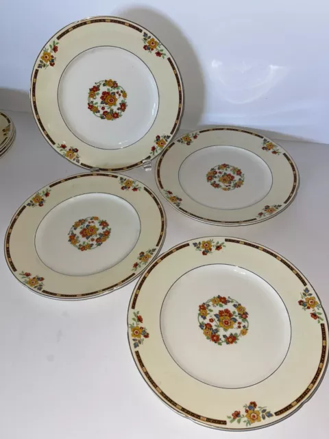 4 Antique ALTON by W H Grindley England Sheraton Ivory 9" Dinner  Lunch Plates
