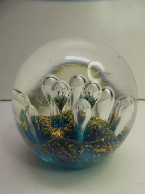 Art Glass Blown Cased Air Bubble Inclusions Decorative Paper Weight