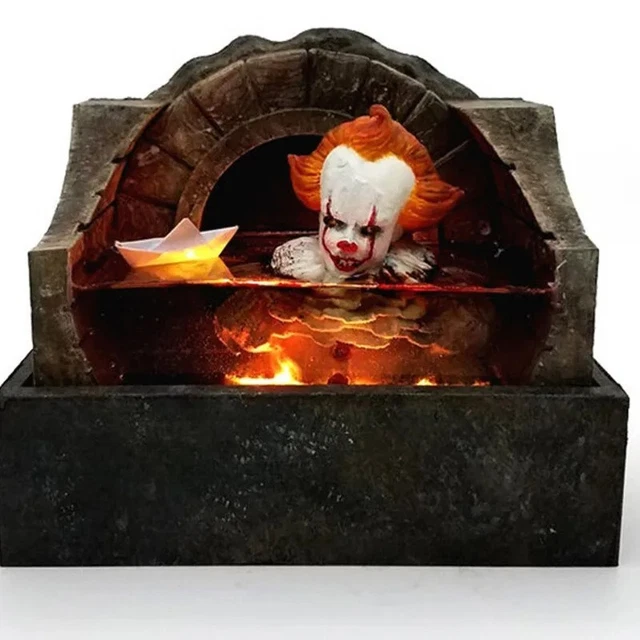 Horror Resin Figure Revenant Clown Statue Halloween Decoration Light Up Toys New