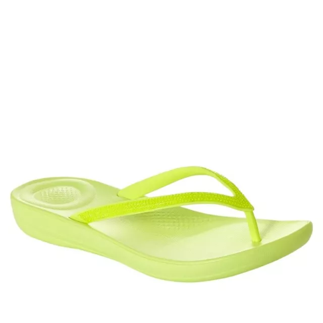 FitFlop iQushion Sparkle EVA Waterproof Flip Flop - Electric Yellow -Size 9 EU41
