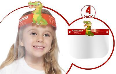 Kids Face Shield Protection Cover Guard Reusable Safety Visor Alligator 4 Pack