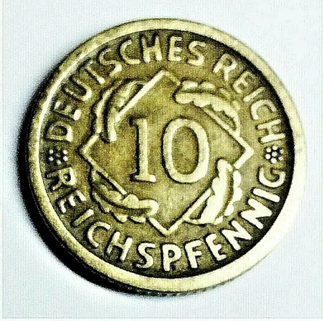 Weimarer Republik 10 Reichspfennig 1924 D - Korn-Ähren - ss-vz / vf-xf