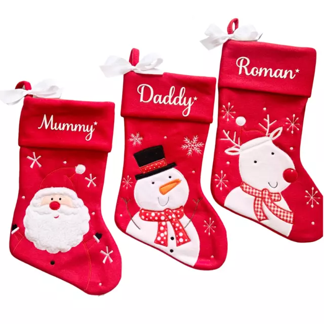 Personalised Christmas Stocking Embroidered Xmas Luxury Santa Sack Deluxe