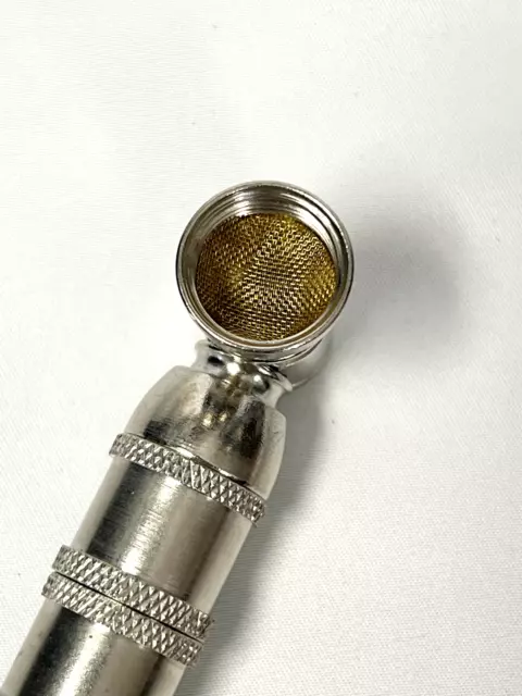 3"  Metal Smoking Hand Pipe with Extended Chamber Silver + extra screens