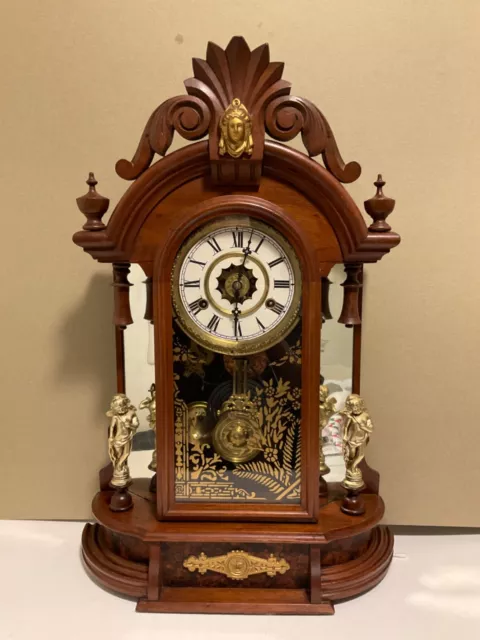 Antique New Haven Occidental American Parlor Clock Wood Case Pat. 1881 - Parts
