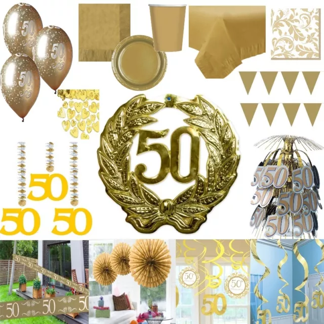 Party Deko Gold Hochzeit 50 Jahre Jubiläum goldene Hochzeit RIESEN AUSWAHL