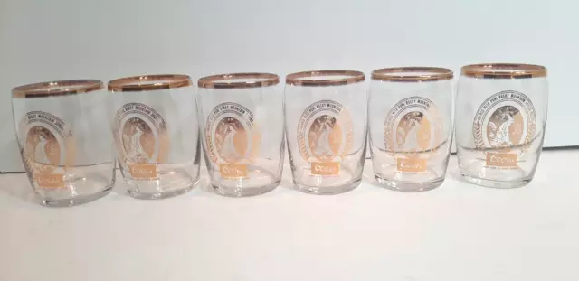 Vintage Coors Beer Tasting Glasses Set of 6 Gold Rim 5 Oz