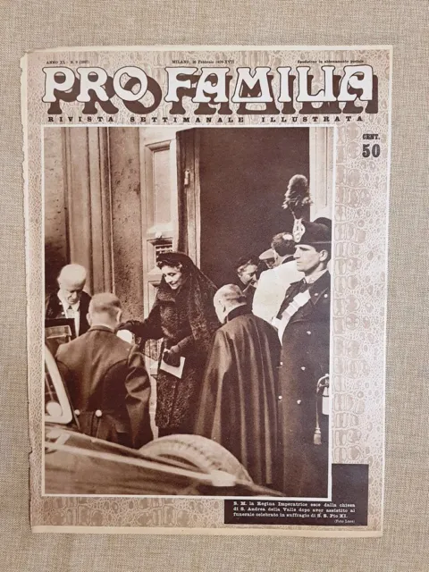 Copertina Pro Familia del 1939 Regina Elena del Montenegro Funerale Papa Pio XI