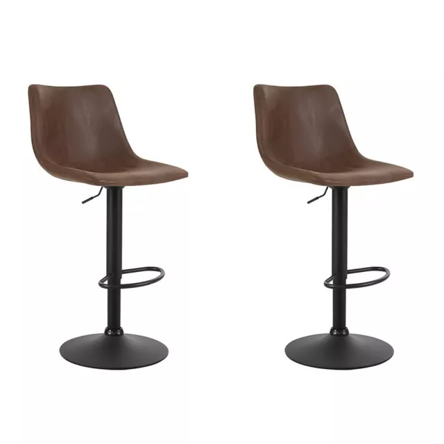 Artiss 2x Kitchen Bar Stools Gas Lift Stool Chairs Swivel Vintage Leather Brown