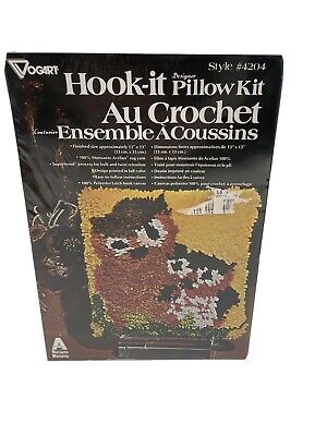 Kit de almohada vintage 1970 Vogart Crafts Groovy Owl Hook it 4204