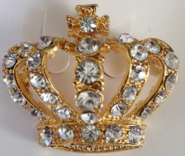 Queen Crown Brosche Pin atemberaubender Diamant vergoldete versilberte Brosche königliche Designs