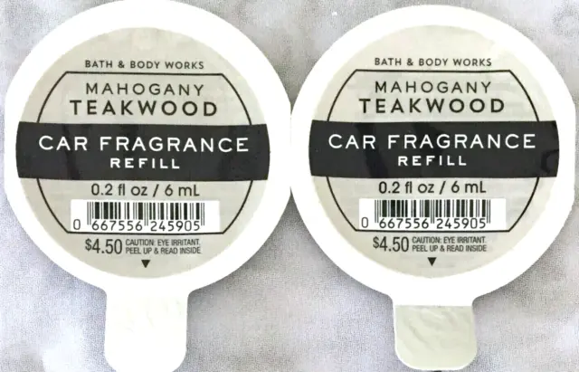 2 Bath Body Works Scentportable Mahogany Teakwood Car Fragrance Refill Air  Fresh