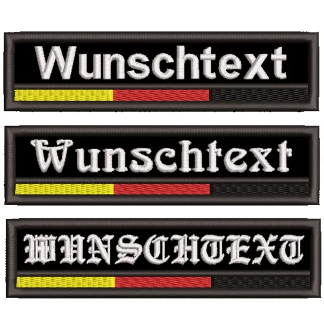 NAMENSSCHILD Wunschtext Name gestickt Biker Patch 12x3cm BRD MIT KLETT (Haken)