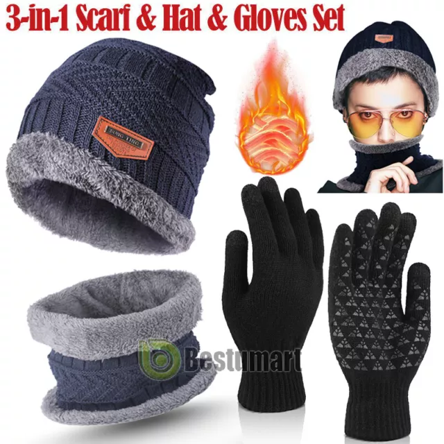 Gorro Para Hombre Gorros De Invierno Hombres Para El Frio y Bufanda Punto Guante 2