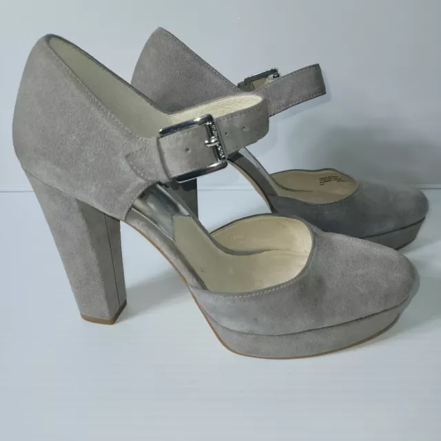 Michael Kors Women's Size 8M Shoes Gray Suede Pump 1", Platform 4.5" High Heel