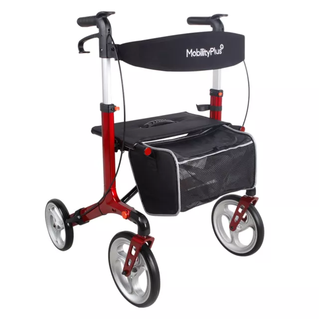 NEW MobilityPlus+ Deluxe Rollator Ultra-Light Folding Mobility Walker with Seat