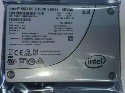 Intel DC S3520 SERIES 480GB SSDSC2BB480G7 SATA-6GBPS 3D1 MLC 2.5" SSD Drives