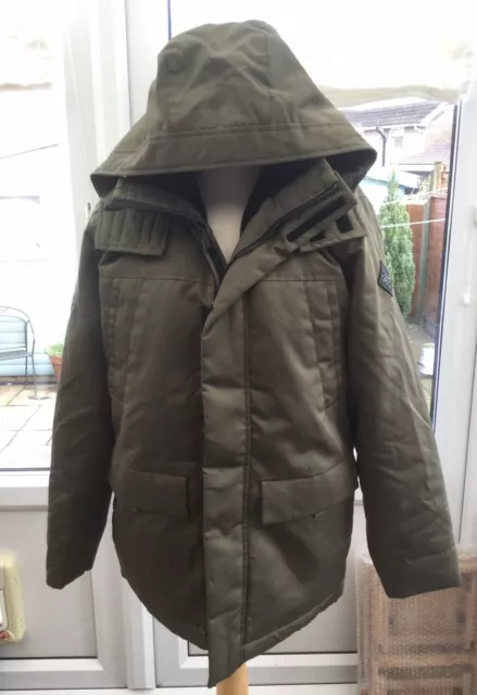 HOLLISTER ALL WEATHER Collection Mens Medium Olive Green Hooded Parka Coat.  d £44.00 - PicClick UK