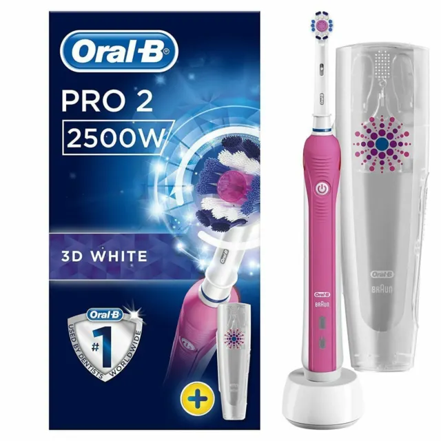 Oral-b PRO 2 - 2500W 3D elektrische T/Bürste PINK + Reisetasche BRANDNEU/ORIGINAL