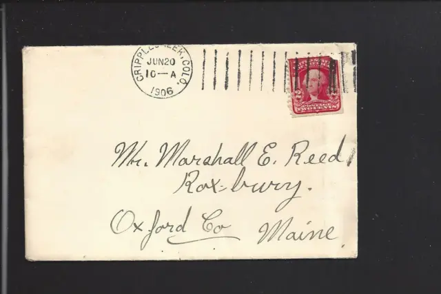 Cripple Creek,Colorado,1906 Cover With Machine Cl & Letter. Teller Co 1892/Open.