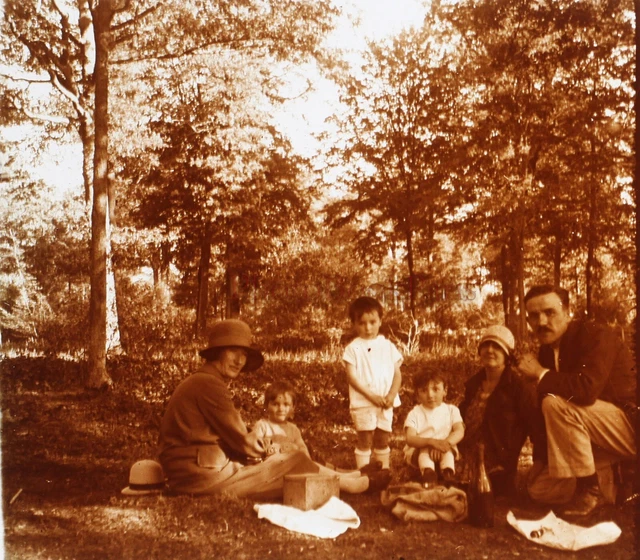 FRANCE Family Mode c1930 Photo Stereo Glass Plate VR22L29n14   