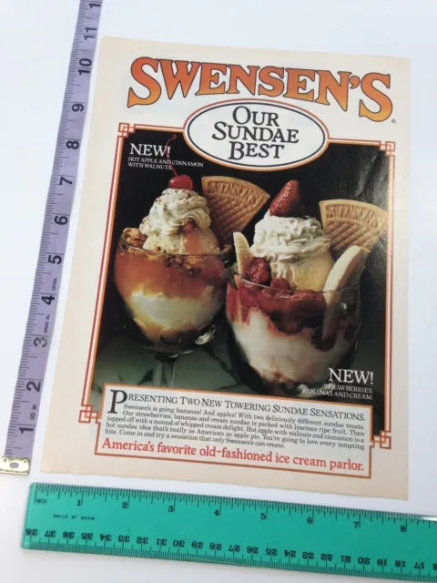 Vintage Print Ad 80's Swensen's Ice Cream Parlor Sundaes photo ad 1982