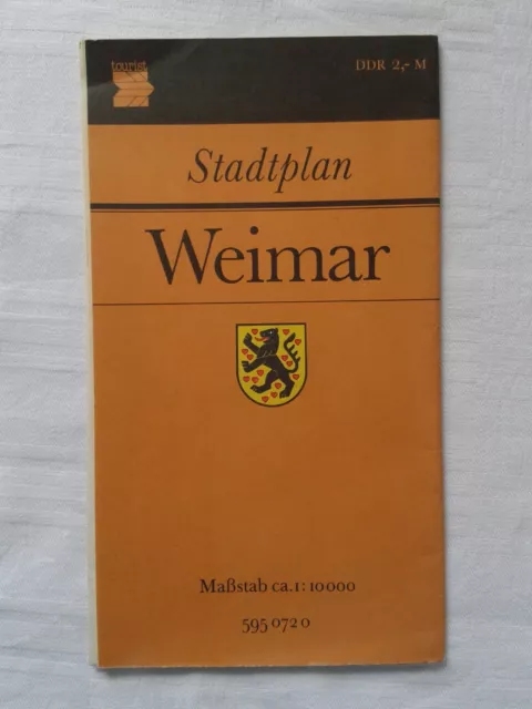 Stadtplan der DDR Weimar Touristenkarte Maßstab 1:10.000