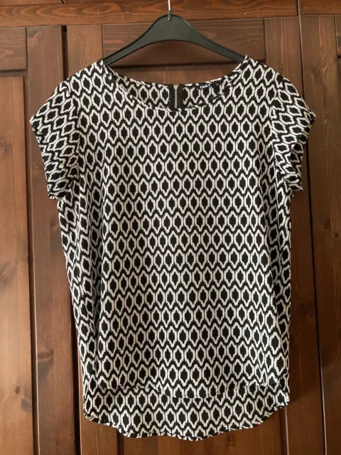 ONLY Damen Bluse Struktur Muster Solid Shirt Zipper hinten Schwarz/weiß 40
