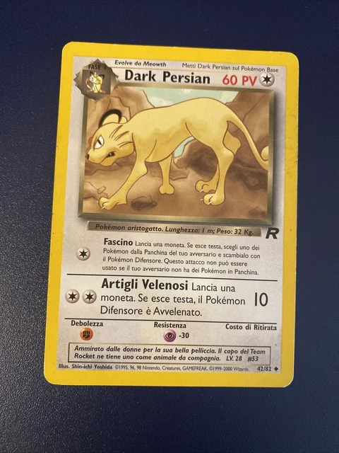 Pokemon Non Commun No Rare Holo Foil Dark Persian 42/82 Ita Team Rocket