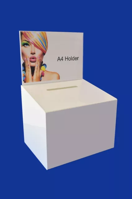 Large Lockable Acrylic Feedback Box Suggestion Box Collection Box - BB0001 White