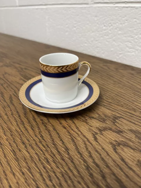 Vintage Cobalt Blue Gold Wheat Cappuccino Tea  Cup & Saucer Made In Japan