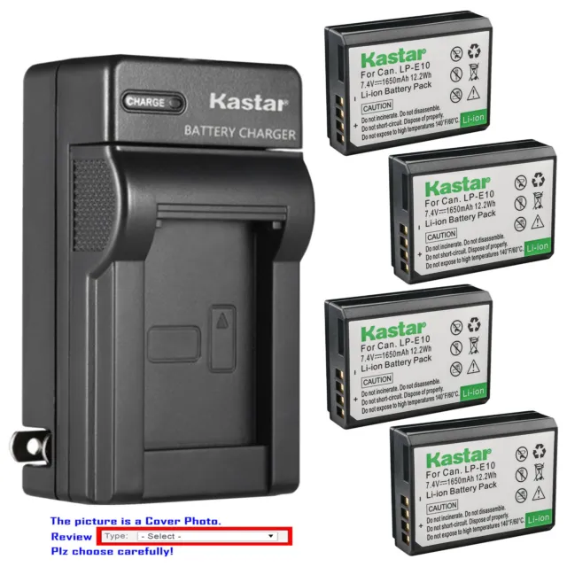 Kastar Battery Wall Charger for Canon LP-E10 LC-E10 & Canon EOS Rebel T6 Camera