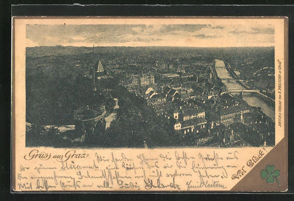 Ansichtskarte Graz, Totalansicht aus der Vogelschau 1899