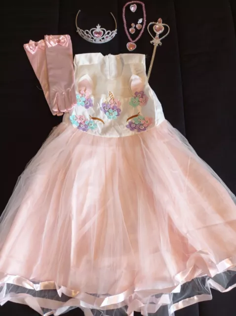 Déguisement robe de Princesse rcose écru et ces  accessoires 4-5 ans