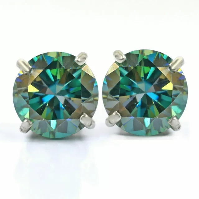 7.00 Ct Certified Blue Treated Diamond Studs Earrings in 925 Sterling Silver !