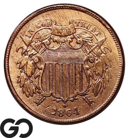 1864 Two Cent Piece, Sharp