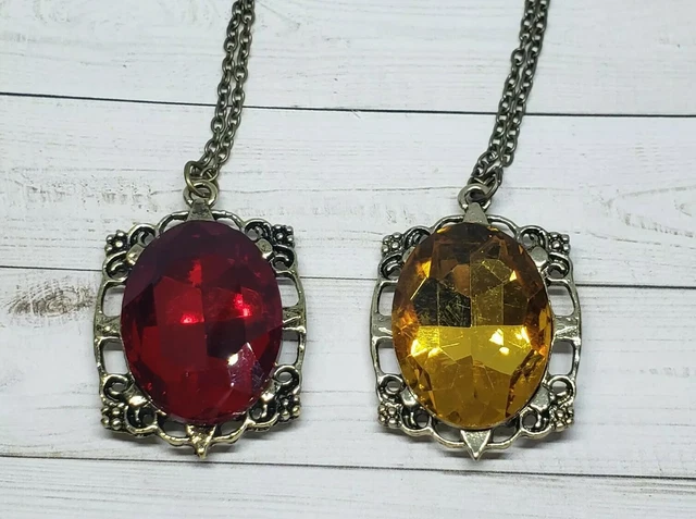 PRINCESS CUTENESS STORE Collana Bonnie Bennett | Ciondolo Amuleto Ambra Gialla | Ispirata A The Vampire Diaries | Stile Gotico Vintage