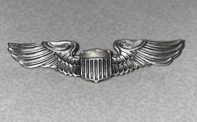 Sterling Silver WWII Balfour Army Air Forces Pilot Wings Badge Pin Aviation USA