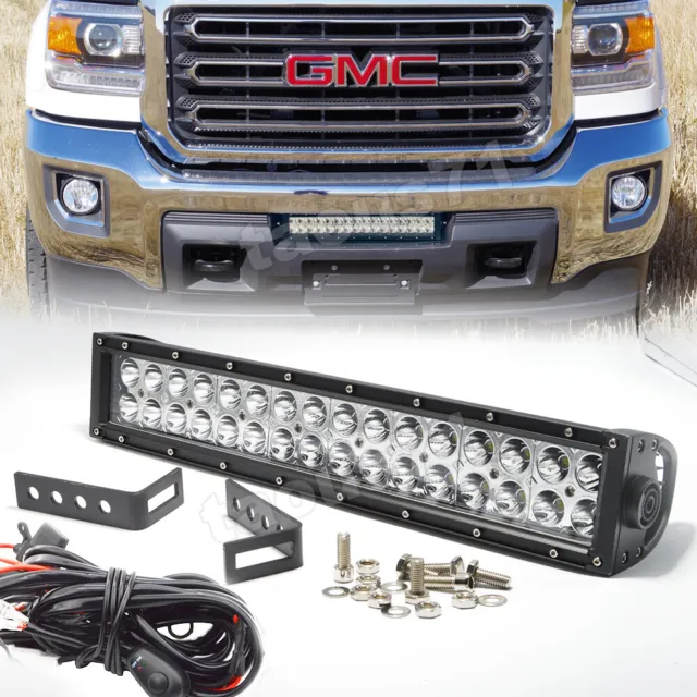 For 15-up GMC Sierra 2500 3500 Lower Hidden Bumper 96W LED Light bar Mount Kit