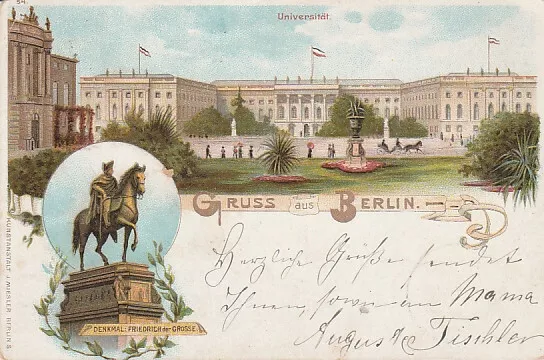 Litho AK 1898 Gruss aus Berlin Universität Studentika Studentica Friedrich