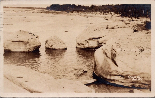 Broken Rocks, PORT AUSTIN, Michigan Real Photo Postcard