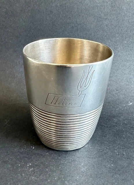 Jolie timbale en métal argenté d'époque Art - Déco vers 1930
