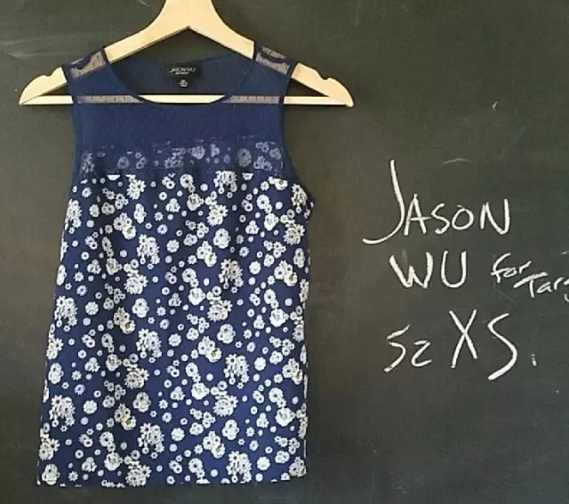 Jason Wu for Target Women's Blue Floral Tank Sleeveless Lace Navy Sz XS